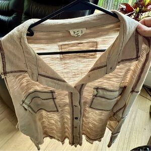 Pol tan size small shacket you can size down one.